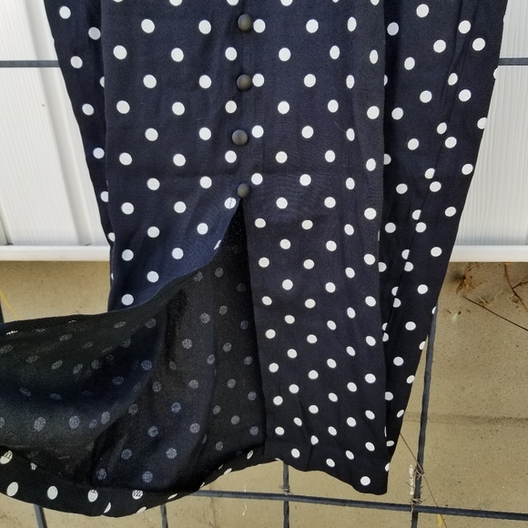 Cleo Petites midi black and white polka dot vintage short sleeve chest cut out 8 - Picture 6 of 16